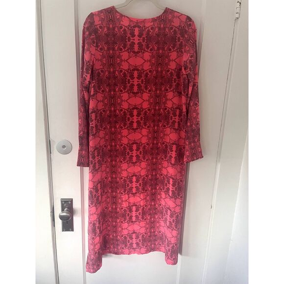 Erica Tanov Nava Dress in Barbi Pink 100% Silk Long Sleeve Midi Size 1 (Small) - Picture 5 of 10